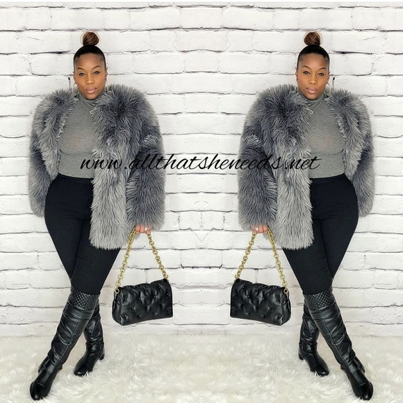 All That She Needs Jackets & Blazers - Gray Skies Faux Fur Coat